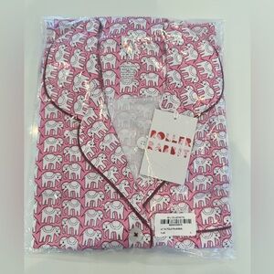 Roller Rabbit Pink and White Elephant Print Pajama Set